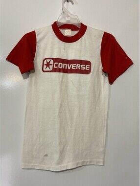 Mens SPORTSWEAR White/Red Vintage Chuck Taylor Converse Ringer Shirt Sz S